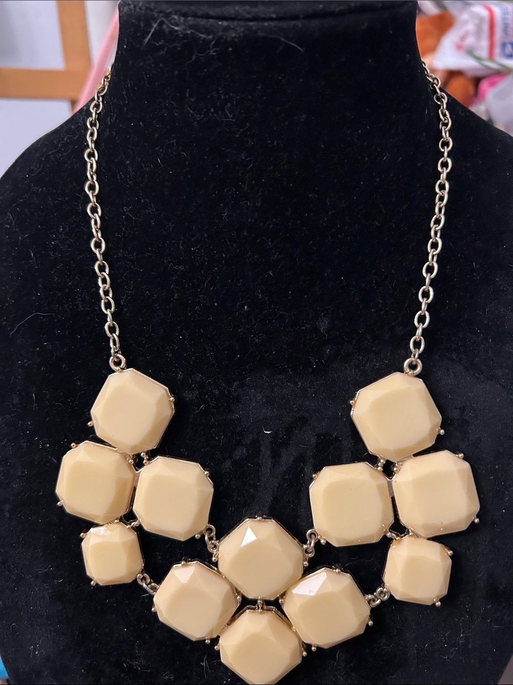 Cream Statement Bib Necklace - Women Jewelry